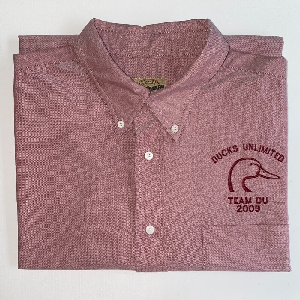 Ducks Unlimited Men's L Long Sleeve Red DU 2009 Wearguard Work Shirt‎ Vintage